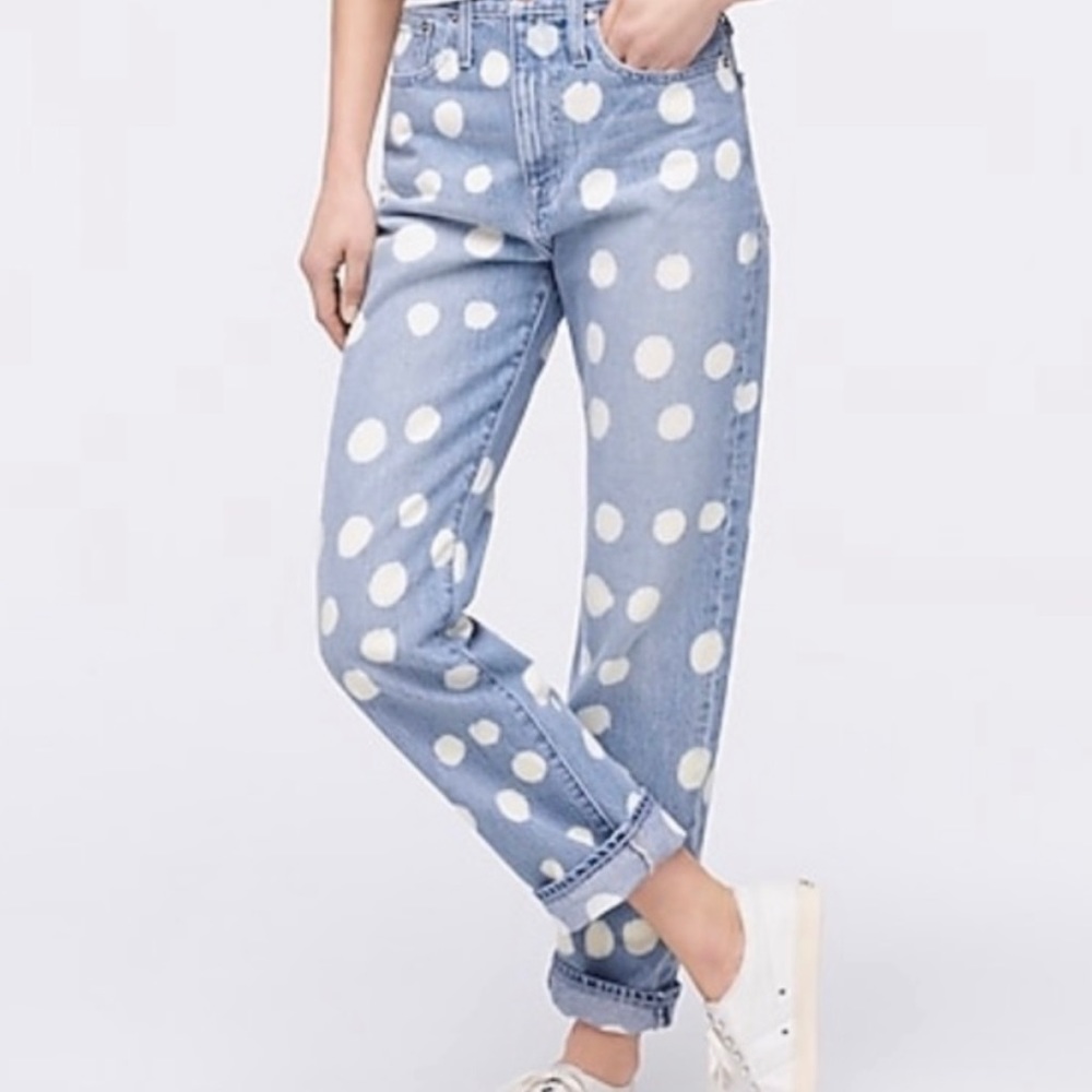 J. Crew Point Sur Slouchy boyfriend jeans bleach dot size 29 light wash